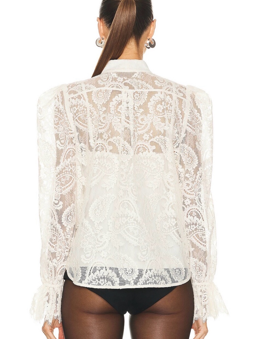 Zimmermann Lyrical Ivory Lace High-Neck Ruffle Blouse 0 (2-4) - Picture 3 of 9
